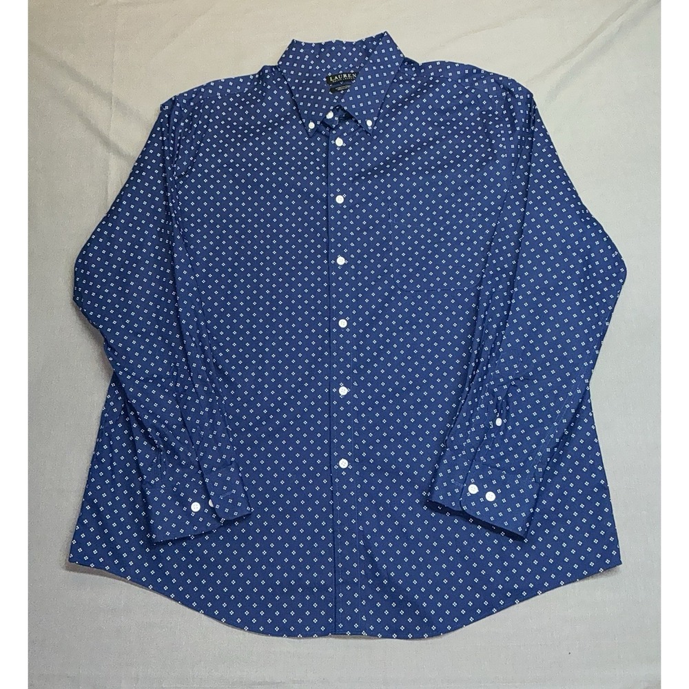 Lauren Ralph Lauren Dress Shirt Mens XL(17.5 34/35)blue Pika Dot Black Label